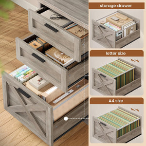L-Shaped Desk with Drawers, Storage Shelves & Power Outlets