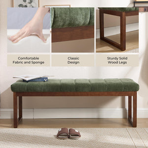 Upholstered Bedroom Bench with Solid Wood Frame