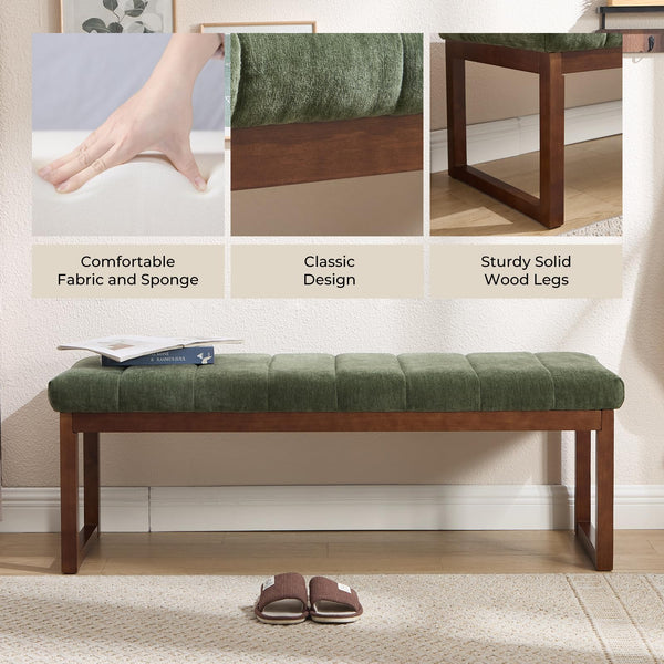 Upholstered Bedroom Bench with Solid Wood Frame