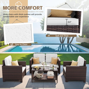 4-Piece Outdoor Wicker Patio Furniture Set
