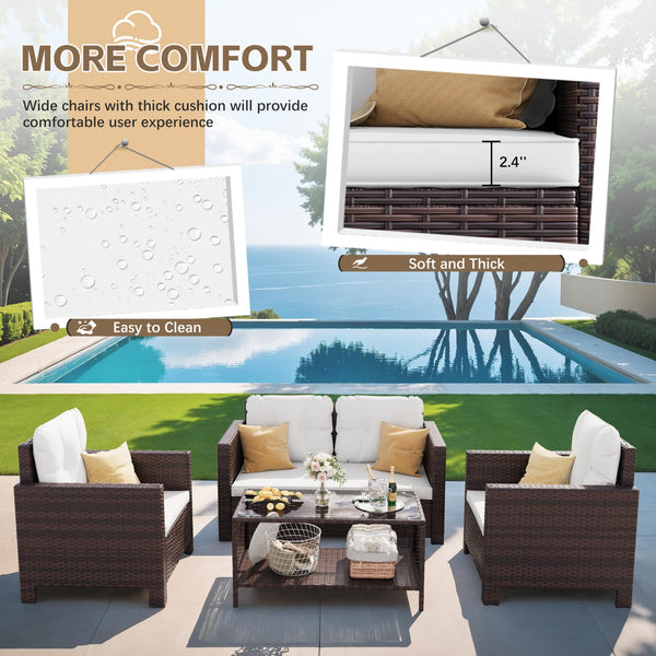 4-Piece Outdoor Wicker Patio Furniture Set