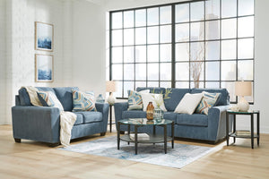 Contemporary Loveseat with Accent Pillows | 63" W Fabric Upholstery