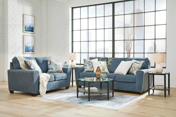Contemporary Loveseat with Accent Pillows | 63" W Fabric Upholstery