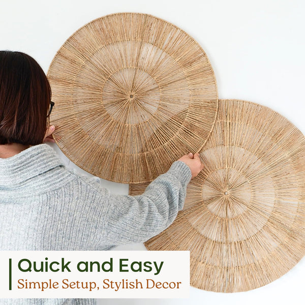 Jute Wall Hanging Basket Plates Set – Boho Woven Wall Decor
