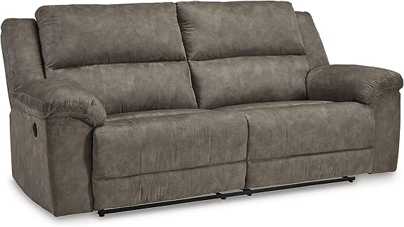 Grey Faux Leather Reclining Sofa
