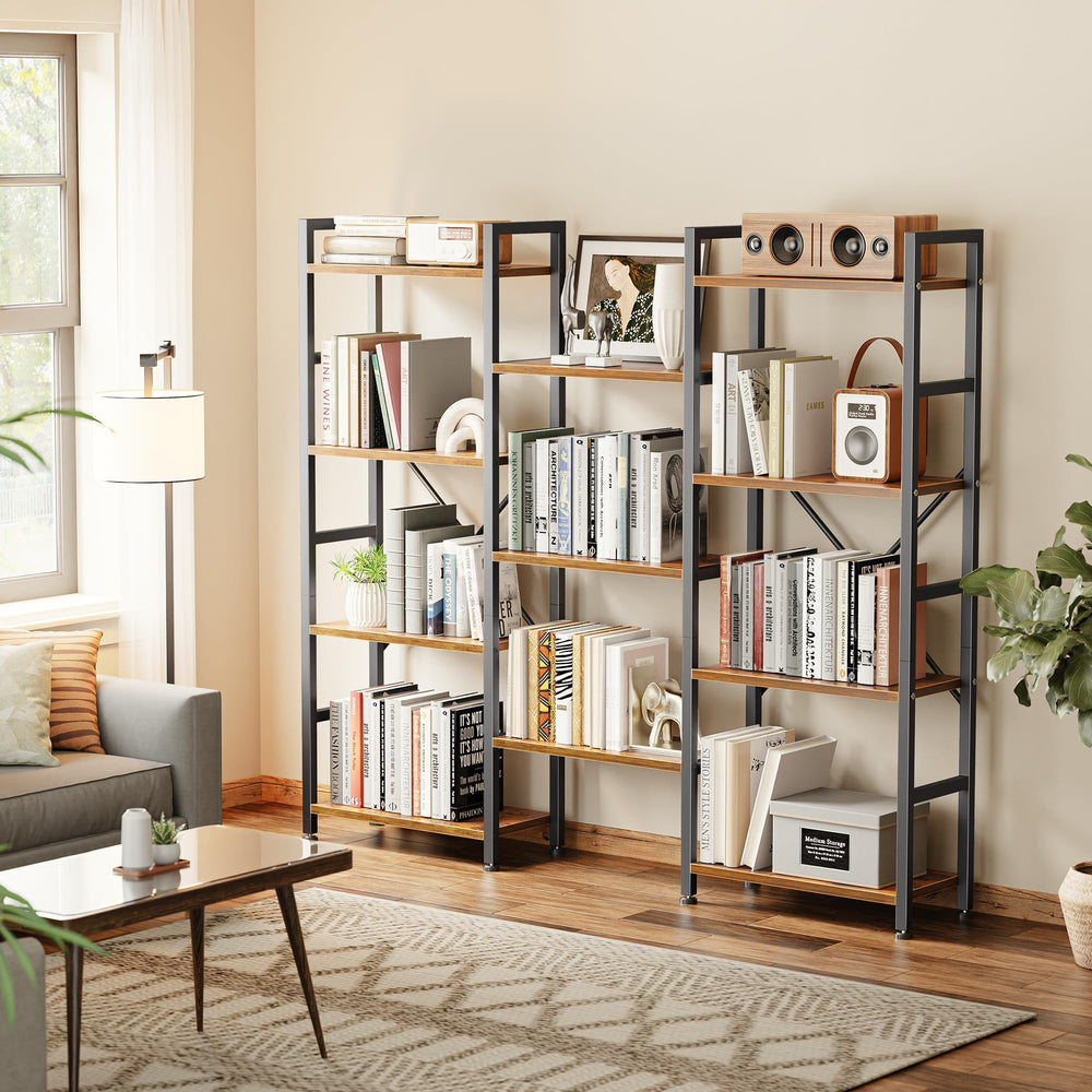 Industrial Ladder Bookshelf with Adjustable Shelves