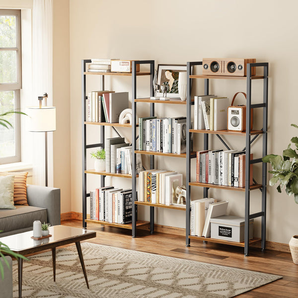 Industrial Ladder Bookshelf with Adjustable Shelves