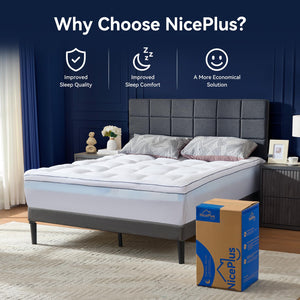 Dual Layer 4 Inch Memory Foam Mattress Topper with Pillow Top