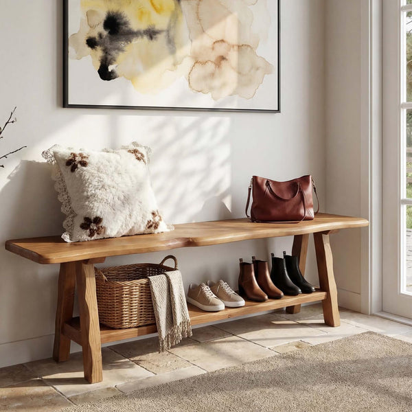 55-Inch Solid Wood Entryway Bench