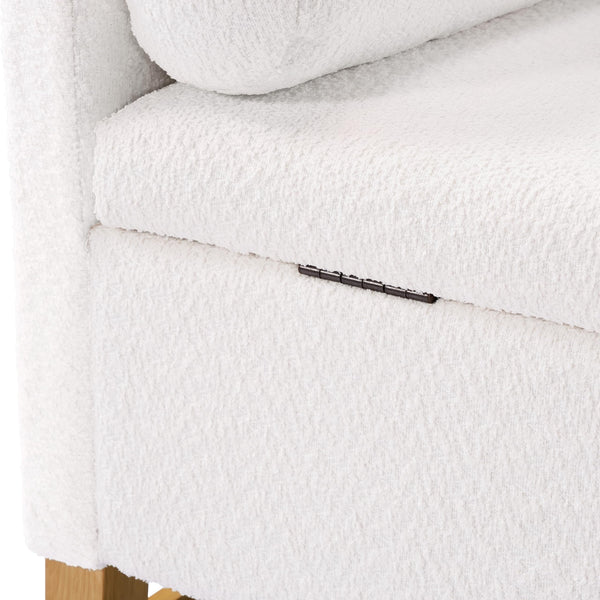 Boucle Storage Ottoman Bench with Pillows