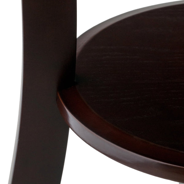 Round Wood Accent Table with Drawer and Shelf