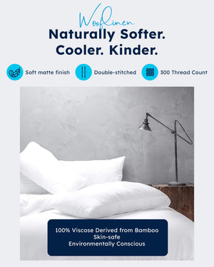 Bamboo Duvet Cover Set – White, Silky Soft, Zipper Closure