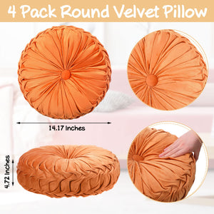 Round Velvet Pumpkin Throw Pillows Set of 4