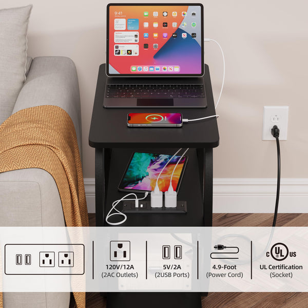 End Table Set of 2 with Charging Station