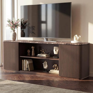 70" Fluted TV Stand with Faux Marble Top