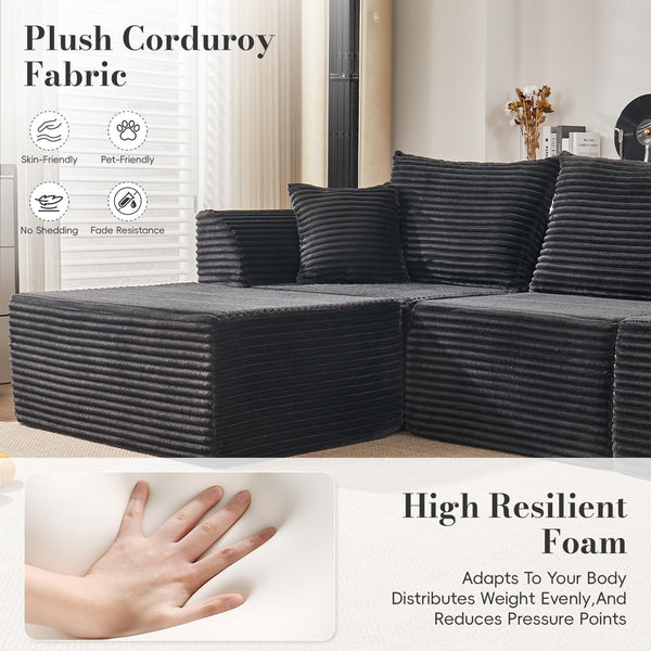 130" Modular Sectional Sofa with Ottomans