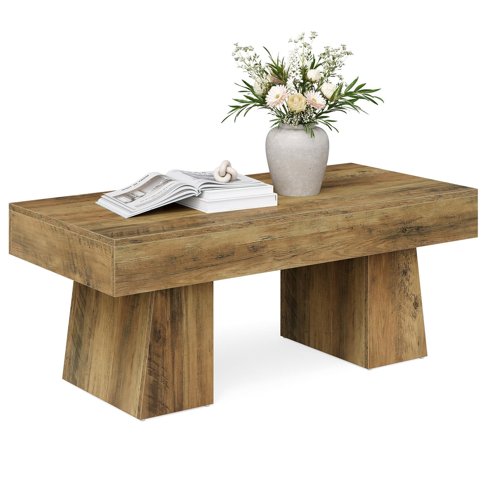 Farmhouse Coffee Table 47 Inch Wooden Rectangular