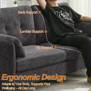 Chenille Loveseat Sofa with Storage Pockets