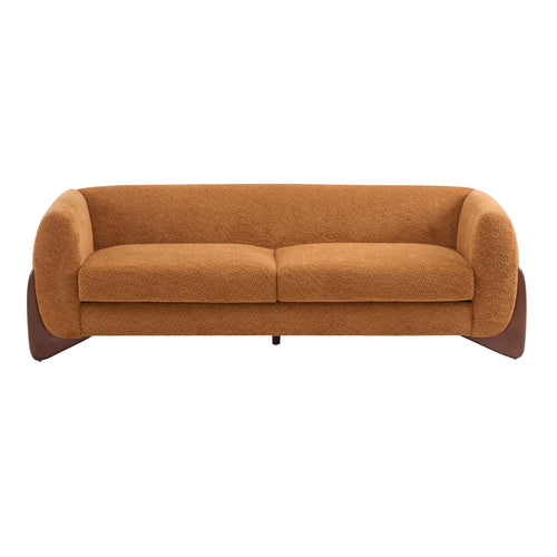 82" Boucle 3-Seater Sofa with Wood Legs