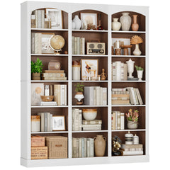 71" 6-Tier Triple Wide Bookcase with Arched Top