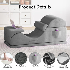 Convertible Yoga Chaise Lounge Chair with Lumbar Pillow