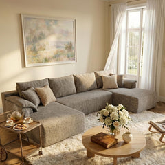 U-Shaped Sectional Sofa with 2 Chaise Lounges, Chenille Cloud Couch, No Assembly