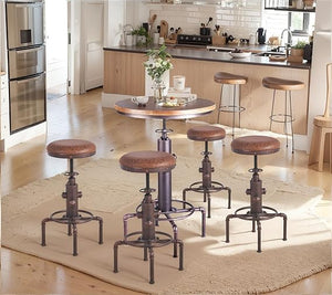 5-Piece Industrial Pub Bar Table & Stool Set