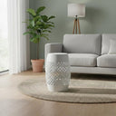Lace-Cut Iron Drum Side Table