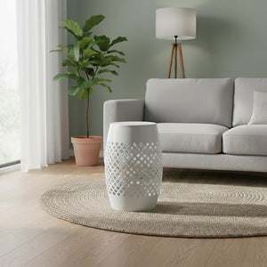 Lace-Cut Iron Drum Side Table
