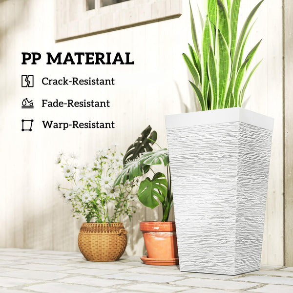 Tall Outdoor Planters Set of 3 with Wheels & Drainage