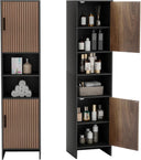 Tall Narrow Storage Cabinet with Lights & Adjustable Shelves