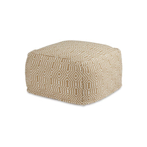 Rectangular Handwoven Geometric Cotton Pouf Ottoman