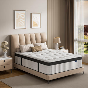 Hybrid Mattress in a Box – Memory Foam & Pocket Springs, Euro Top, Medium Firm