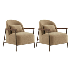 Mid-Century Modern Sherpa Armchair with Metal Frame