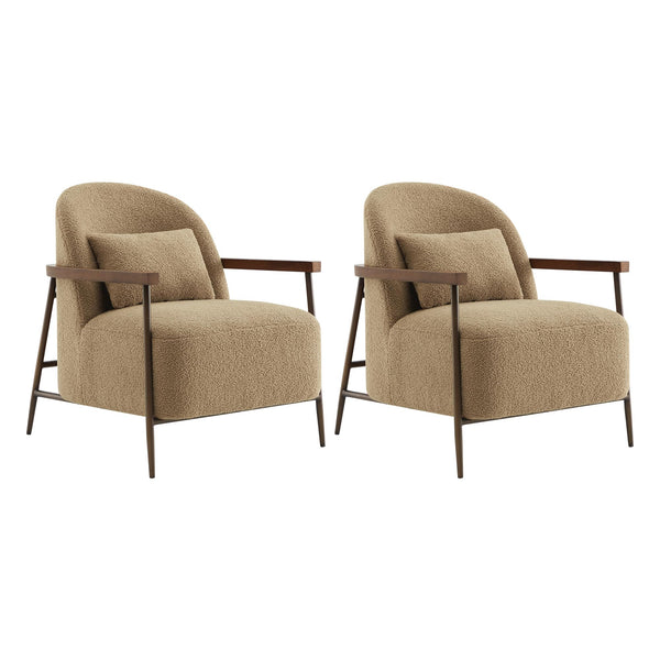Mid-Century Modern Sherpa Armchair with Metal Frame