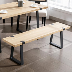 60-Inch Industrial Wooden Dining Bench with Metal Legs