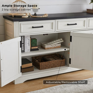 66" TV Stand with 4 Doors & 3 Drawers, Fits TVs Up to 75"