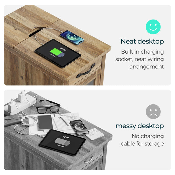 3-Piece Farmhouse Coffee Table & End Table Set with Charging Station