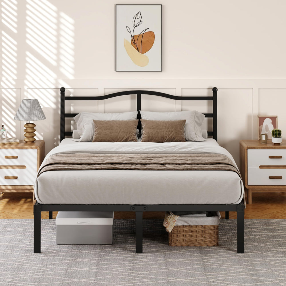 14-Inch Metal Platform Bed Frame with Headboard