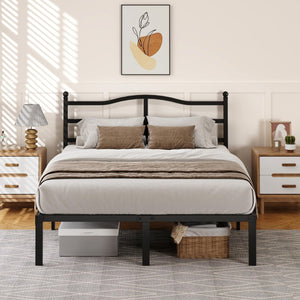 14-Inch Metal Platform Bed Frame with Headboard