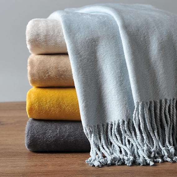 Fringed Mulberry Silk Throw Blanket