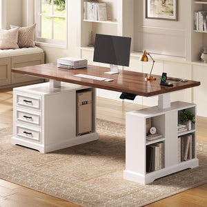 63" Electric Standing Desk with Drawers, Storage & Power Outlets