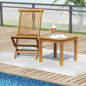 Teak Wood Outdoor Side Table – 20" Square Patio End Table