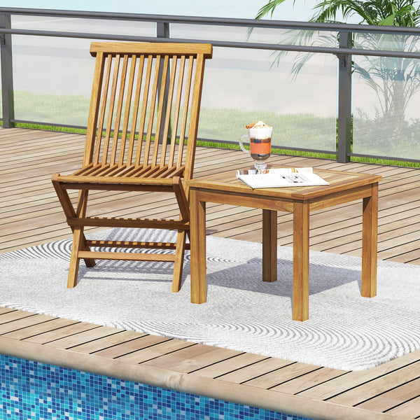 Teak Wood Outdoor Side Table – 20" Square Patio End Table