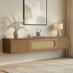 71" Floating TV Stand Wall Mounted with Drawers & Flip-Down Cabinet