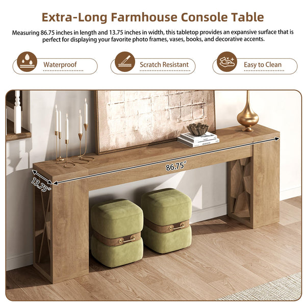 86.75-Inch Extra Long Console Table – Brown
