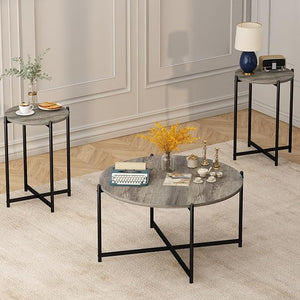 Round Marble Coffee Table Set of 3