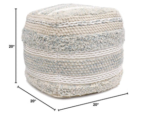 Cotton Pouf Ottoman 20x20x20 – Handwoven Square Floor Pouf