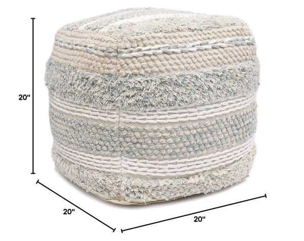 Cotton Pouf Ottoman 20x20x20 – Handwoven Square Floor Pouf