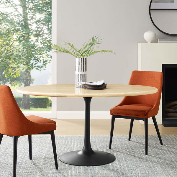 60" Oval Artificial Travertine Dining Table with Pedestal Base
